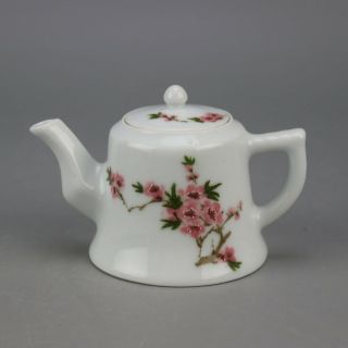 Chinese Old Hand - Carved Famille Rose Porcel Plum Blossom Pattern Teapot C01