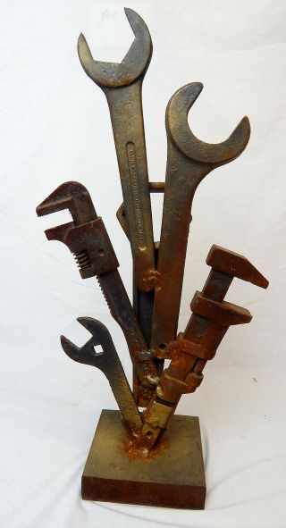 Metal Weld MONKEY WRENCHES Sculpture Steampunk Abstract Metallurgy Brutalist 6