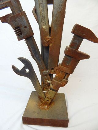 Metal Weld MONKEY WRENCHES Sculpture Steampunk Abstract Metallurgy Brutalist 7