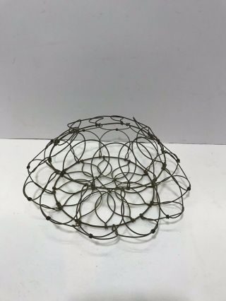 ANTIQUE PRIMITIVE VINTAGE EARLY 1900 ' S OLD TWISTED WIRE COLLAPSIBLE EGG BASKET 4