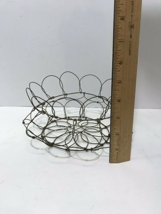 ANTIQUE PRIMITIVE VINTAGE EARLY 1900 ' S OLD TWISTED WIRE COLLAPSIBLE EGG BASKET 6