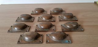 Set Of 10 Antique Brass Or Bronze Cup Handles Drawer Pulls