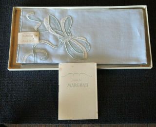 1950 Marghab Linen Hand Towel Blue Bow Pattern