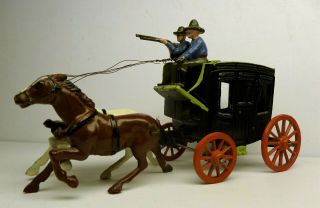 Pre War Johillco Stage Coach & Cowboys Lead Toy Dollhouse Miniature