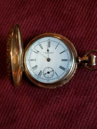 U.  S.  Watch Co.  Pocket Watch 6s 11j In An Hunter Case