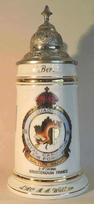 416 Squadron 2 Fighter Wing Rcaf Cold War Lithophane Beer Stein Lac Bert Walker