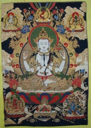 Tibetan Nepal Silk Embroidered Bodhisattva Thangka Tara Tibet