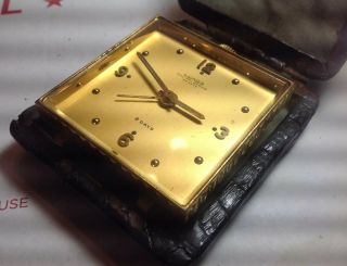 Rare Vintage Luxor Philippe Beguin Swiss Travel Alarm Clock Snakeskin Dual Brand