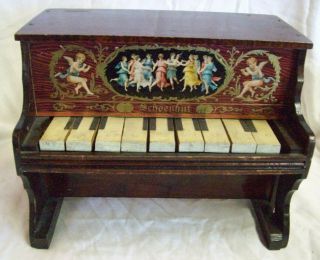 Antique Schoenhut Miniature Childs Wooden Toy Piano 9 Keys