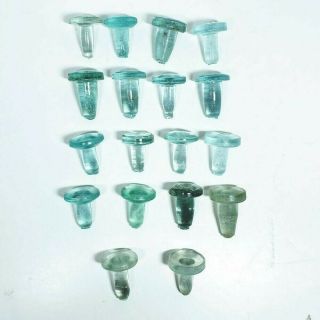 16 Antique Aqua Glass Bottle Stoppers Hand Blown Ground Medicine Apothecary