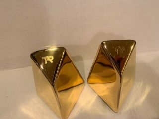 Heavy Vintage Mid Century Hoselton 24kt Gold Plated Executive Bookends Rare Find