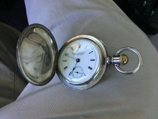 Large Antique Pocket Watch Columbus Watch Ohio Coin Silver Hunters Case No Res.