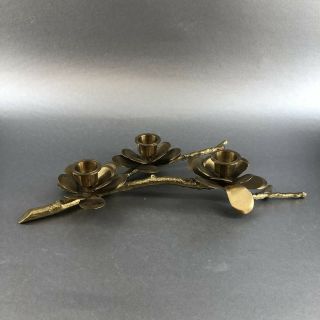 Cherry Blossom Tree Branch 12” Vintage Brass Candle Holder Mid Century 2