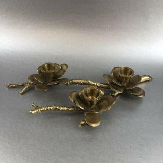 Cherry Blossom Tree Branch 12” Vintage Brass Candle Holder Mid Century 5