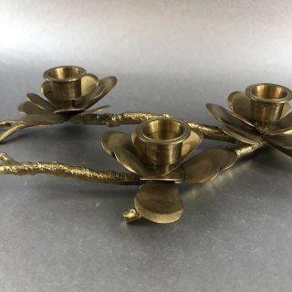 Cherry Blossom Tree Branch 12” Vintage Brass Candle Holder Mid Century 6