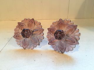 Set Of 2 Antique Vtg Amethyst Purple Glass Flower Curtain Drape Tie Backs