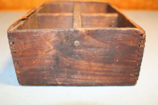 Vintage Antique Primitive Divided Wood Tray Dove Tail Caddy Tool Box Shelf 6