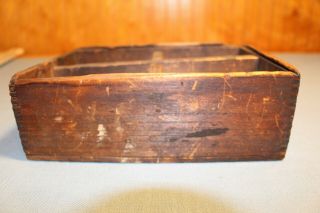 Vintage Antique Primitive Divided Wood Tray Dove Tail Caddy Tool Box Shelf 7