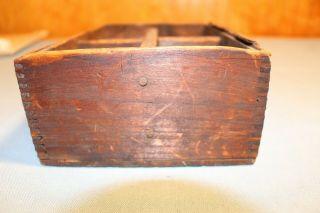 Vintage Antique Primitive Divided Wood Tray Dove Tail Caddy Tool Box Shelf 8