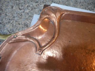 Old Copper & Brass Tray Art Noveau? Arts & Crafts? Ginko Pattern 2