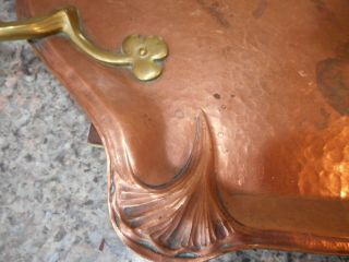 Old Copper & Brass Tray Art Noveau? Arts & Crafts? Ginko Pattern 3