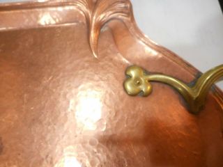 Old Copper & Brass Tray Art Noveau? Arts & Crafts? Ginko Pattern 7