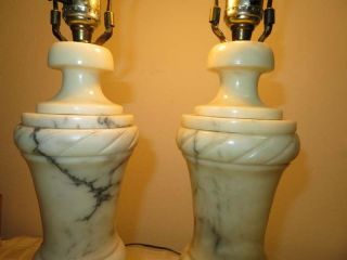 Mid Century Modern PAIR Italian Alabaster Marble Carved Lamps 4