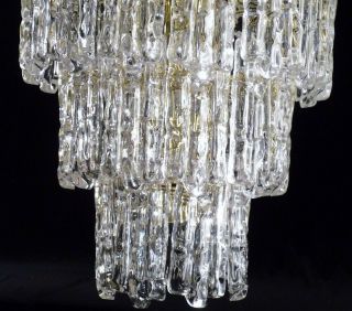 2 Mid Century Modern Lucite Acrylic WATERFALL Tier Chandelier ICE PRISMS 5