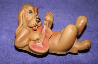 Vintage 1956 Dreamland Productions Rubber Hound Dog With Guitar - Elvis Interest