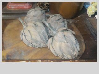 Primitive Style Early Homestead Real Dried Artichokes Set Of 4