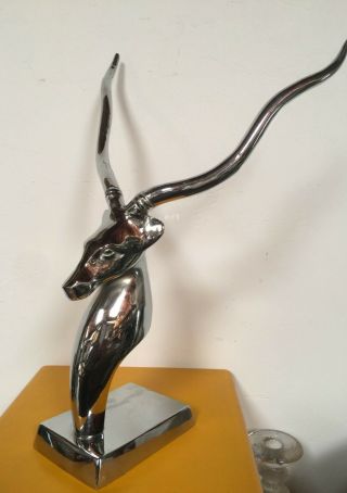 Huge Vtg Chase? Chrome Art Deco Gazelle Sculpture Robsjohn Hollywood Regency