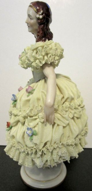 Dresden Style German HP Ballerina on her Toes,  Lace Dress Flowers Figurine 9.  25 