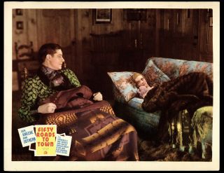 Rare 1937 Color Lobby Card Ann Sothern Don Ameche Fifty Roads To Town