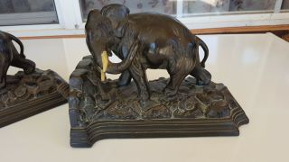 VINTAGE / ANTIQUE 1922 RONSON ART DECO BRONZE ELEPHANT STATUE SCULPTURE BOOKENDS 2