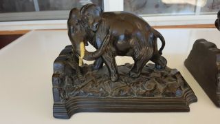 VINTAGE / ANTIQUE 1922 RONSON ART DECO BRONZE ELEPHANT STATUE SCULPTURE BOOKENDS 3