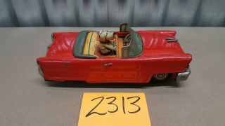 Vintage Japan Tin Toy Friction Car With Dog No Driver Lincoln Convertible Parts