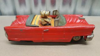 Vintage Japan Tin Toy Friction Car with Dog no Driver LINCOLN CONVERTIBLE Parts 2