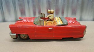 Vintage Japan Tin Toy Friction Car with Dog no Driver LINCOLN CONVERTIBLE Parts 3