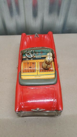 Vintage Japan Tin Toy Friction Car with Dog no Driver LINCOLN CONVERTIBLE Parts 6