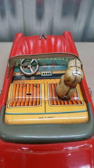 Vintage Japan Tin Toy Friction Car with Dog no Driver LINCOLN CONVERTIBLE Parts 8