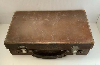 Vintage Childs Brown Leather Suitcase 14x9x4 Inches Item