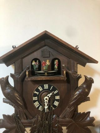Vintage Cuckoo Clock Black Forest Style Dancing Couples
