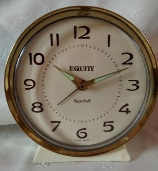Winding Vintage Alarm Clock By Equity Superbell White For Table Or Mantle