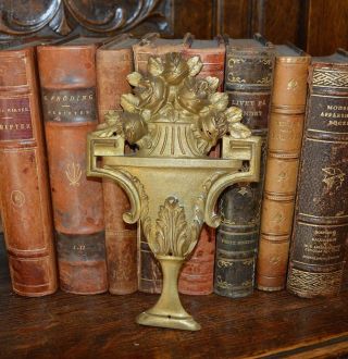Antique French Bronze Ormolu Vase Of Roses Pediment Mount