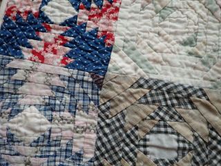 Incredible Small Scale Antique c1880s Log Cabin Table or DOLL QUILT 13x13 3