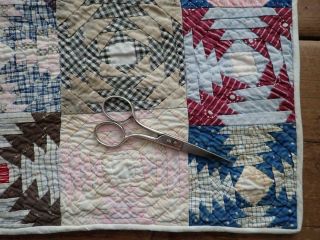 Incredible Small Scale Antique c1880s Log Cabin Table or DOLL QUILT 13x13 8