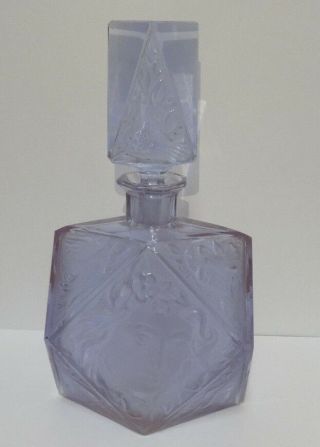 Art Deco French Decanter Amethyst Art Glass Masive Crystal Face