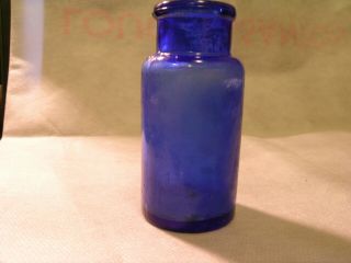 , Vintage Round Cobalt Blue Glass Bromo Seltzer Bottle