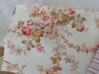 Antique Vintage French Fabric 3 piece pack,  bundles for projects sewing dolls 5