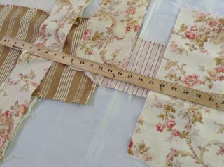 Antique Vintage French Fabric 3 piece pack,  bundles for projects sewing dolls 8
